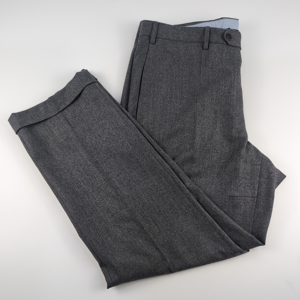 Incotex Super 120's Dress Pants 38x32 Virgin Wool Flat Front Cuffed Gray EUC